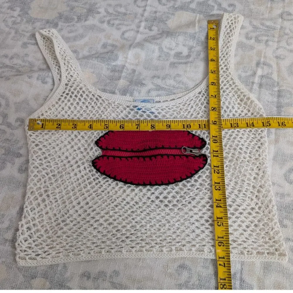 Anna Kosturova Crochet Zipper Lips Pocket Tank Top - Picture 9 of 14